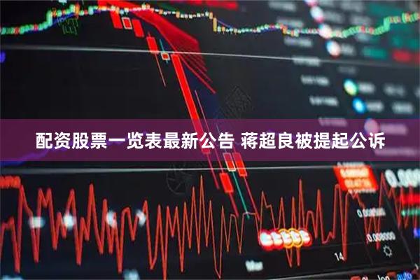 配资股票一览表最新公告 蒋超良被提起公诉